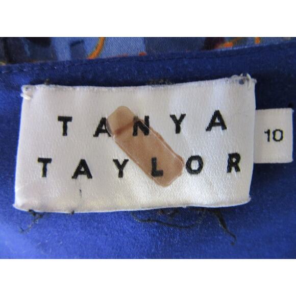 TANYA TAYLOR Blue Floral Natalia Size 10 Short 3/4 Sleeves Lined V-Neck Dress - Picture 5 of 7